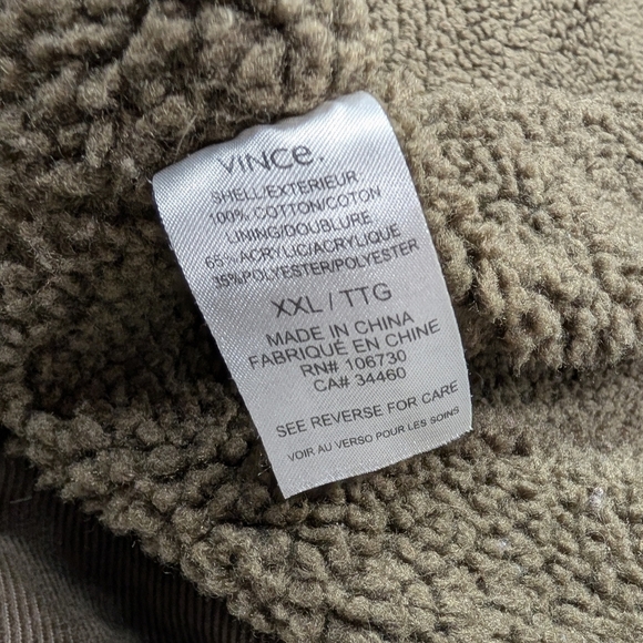 Vince Jacket Mens XXL Green Corduroy Barn Chore Sherpa Fleece Lined Button Up - Picture 6 of 9